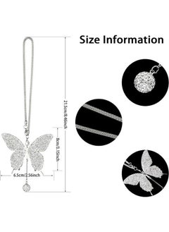 OMEVE Butterfly Shape Car Ornaments Car Interior Mirror Ornaments Car Diamond Rearview Mirror Accessories Car Hanging Ornament White  - Image 3