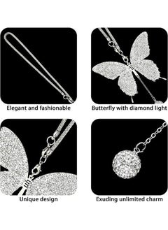 OMEVE Butterfly Shape Car Ornaments Car Interior Mirror Ornaments Car Diamond Rearview Mirror Accessories Car Hanging Ornament White  - Image 4