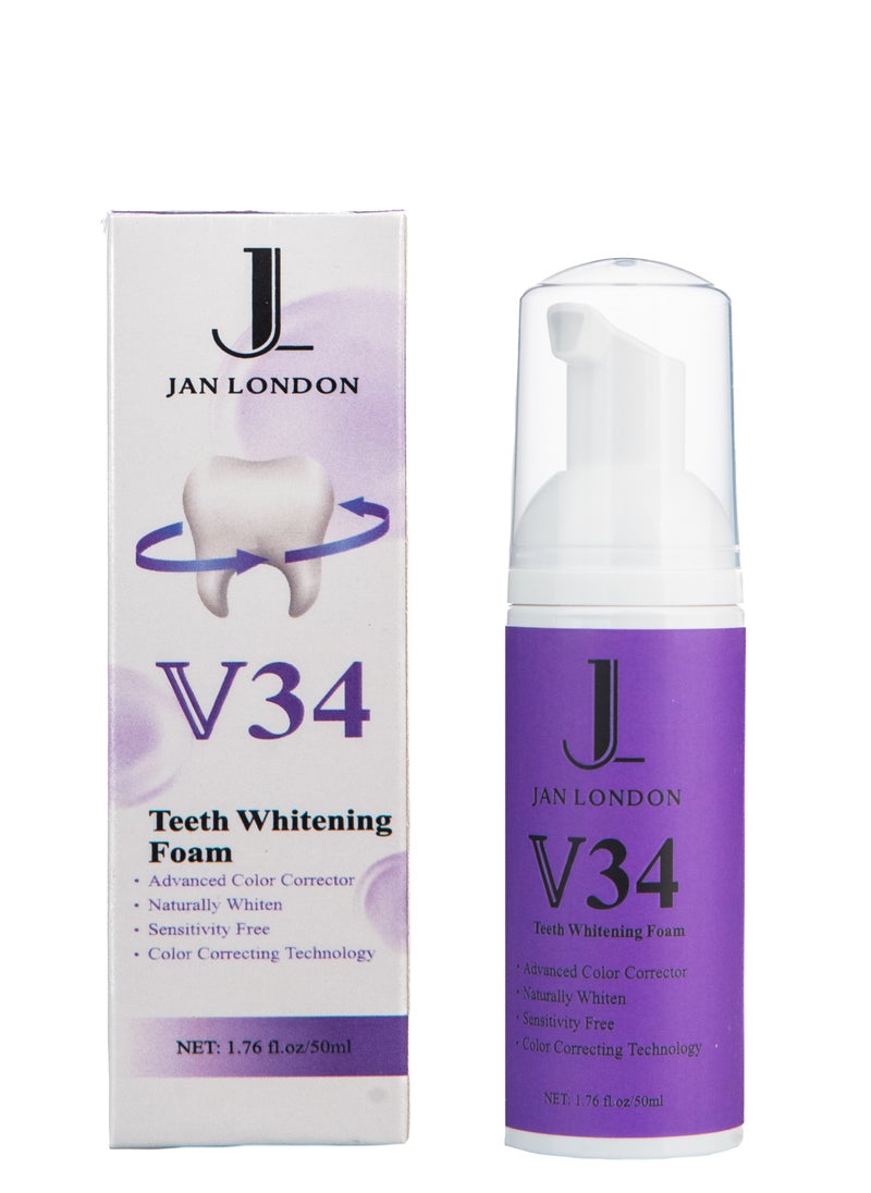 JAN LONDON - JL Purple Radiance Teeth Whitening Foam: V34 Stain Corrector & Brightening Formula - Unveil Your Best Smile with Our Advanced Dental Care Product  50ml - Image 1