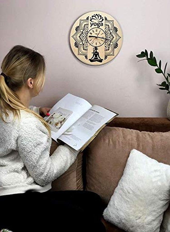 NABSTER Mandala Fitness Yoga Poses Wall Clock Eco Wood - Unique Rakhi Gifts Original Presents - Home Decor and Wall Art Design Living Room Kitchen Bedroom Kids - - Image 3