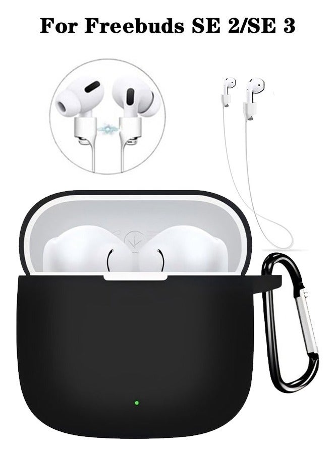 For Huawei Freebuds SE 2/SE 3 Earphone Silicone Protective Case with Anti-lost Lanyard (Black) - Image 1