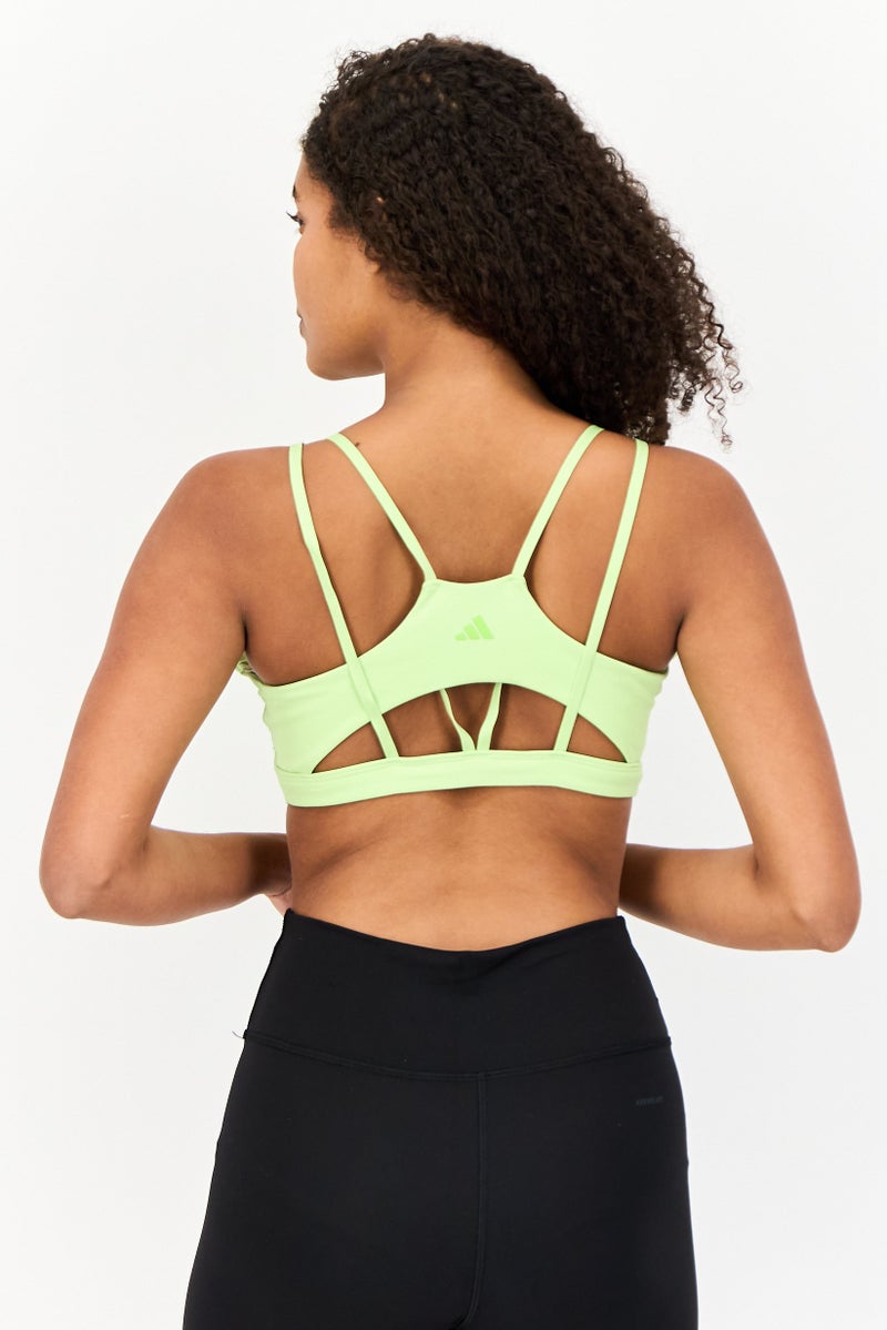 Adidas Women Plain Padded Sports Bra, Green - Image 2