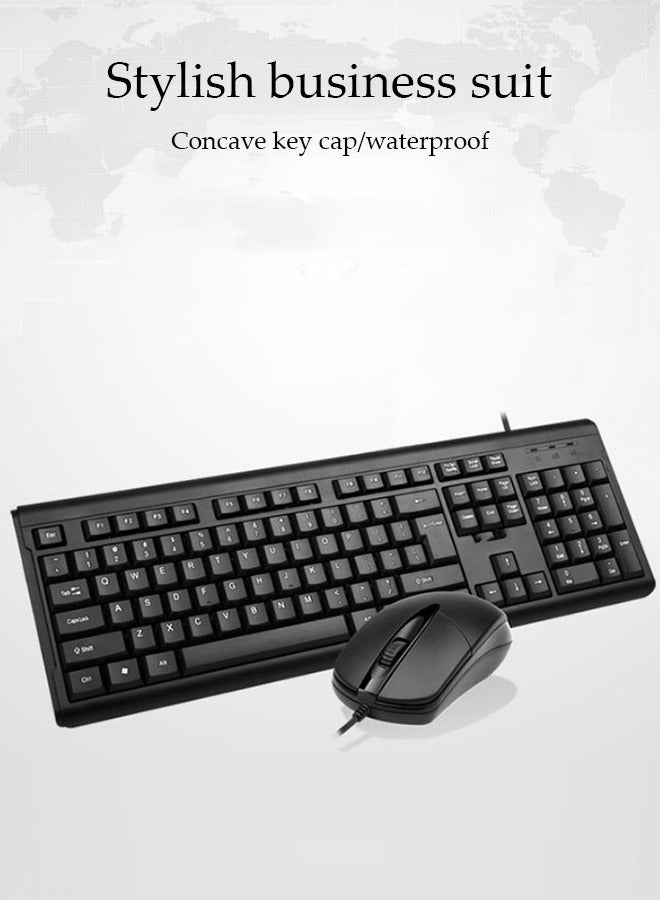 DUNISO Wired USB Keyboard, Laptop Desktop, Compact Business Office Gaming Keyboard And Mouse Set (Black) - Image 4