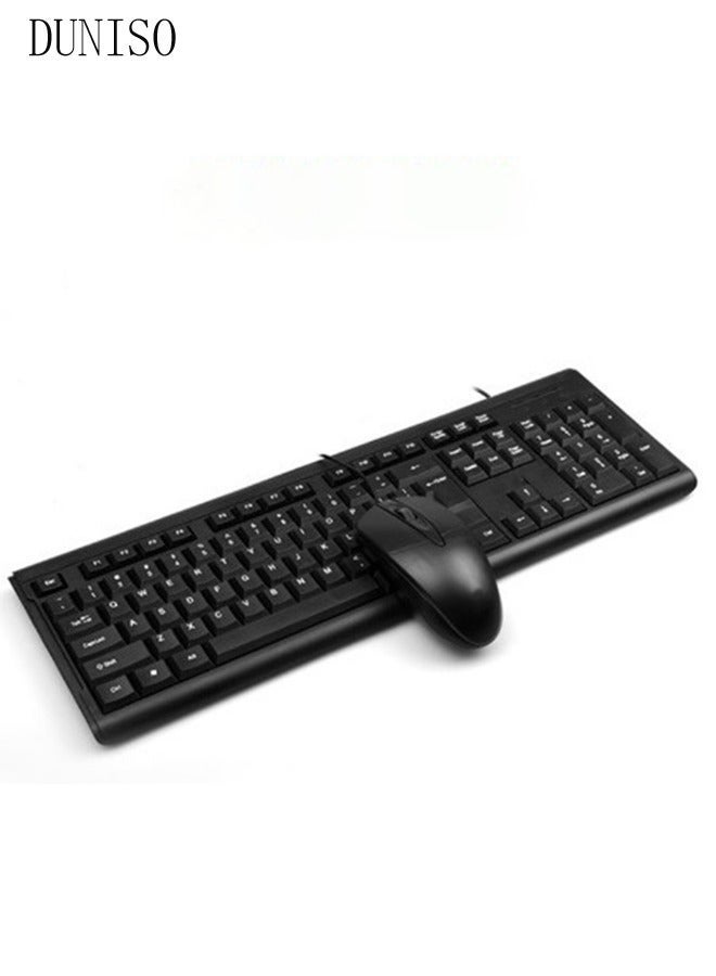 DUNISO Wired USB Keyboard, Laptop Desktop, Compact Business Office Gaming Keyboard And Mouse Set (Black) - Image 2