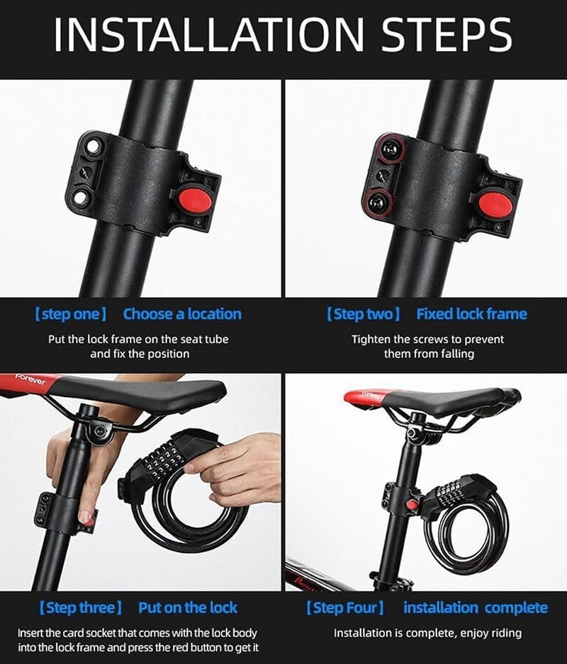 DeloPik Bike Lock Cable, 5-Digit Code Bicycle Lock Coiling Resettable Combination Bike Locks Anti Theft Cycling Password Lock For Bikes And Scooters (with code) - Image 3