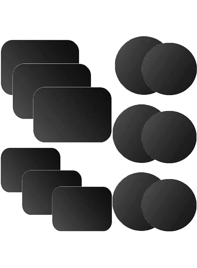 erorex 12Pcs Universal Metal Plate Magnetic Phone Car Mount With 3M Adhesive Compatible With Magnetic Mounts 6 Rectangular And 6 Round  - Image 1