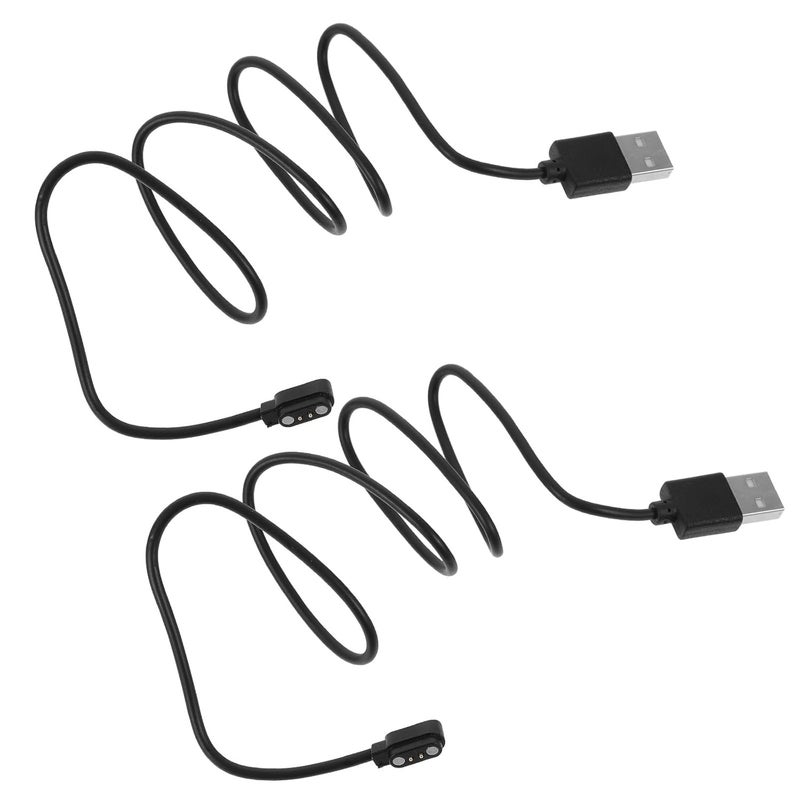 2pcs Magnetic Charging Cable for Smartwatch USB Connector 2-pin Compatible with Universal Smartwatch, Black, Suitable for Travel and Daily Use - Image 1