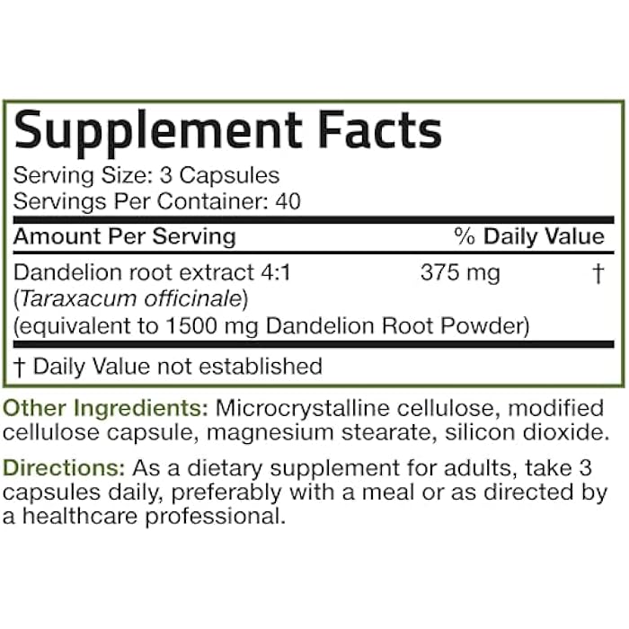 Bronson Dandelion Root High Potency Supplement, Supports Overall Good Health & Well-Being, Traditional Diuretic Herb - Non-GMO, 120 Vegetarian Capsules - Image 3