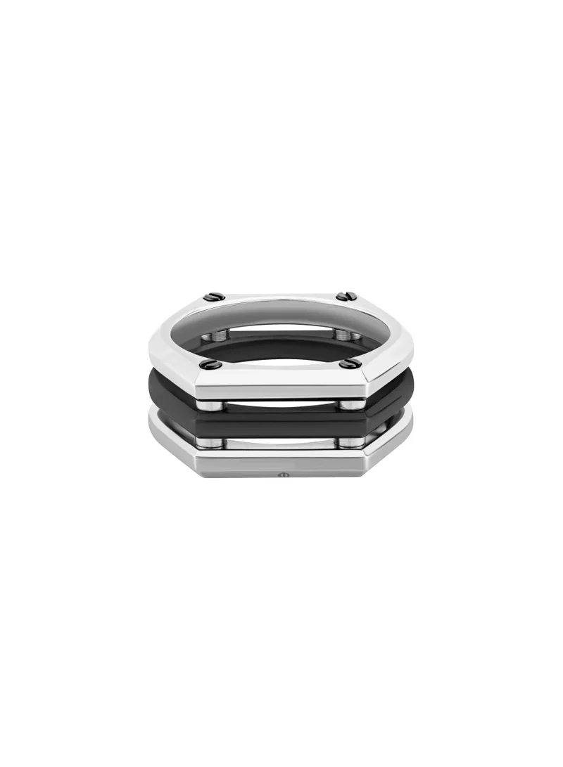 ميشيل هيربيلين Grey Plating And Stainless Steel Ring
