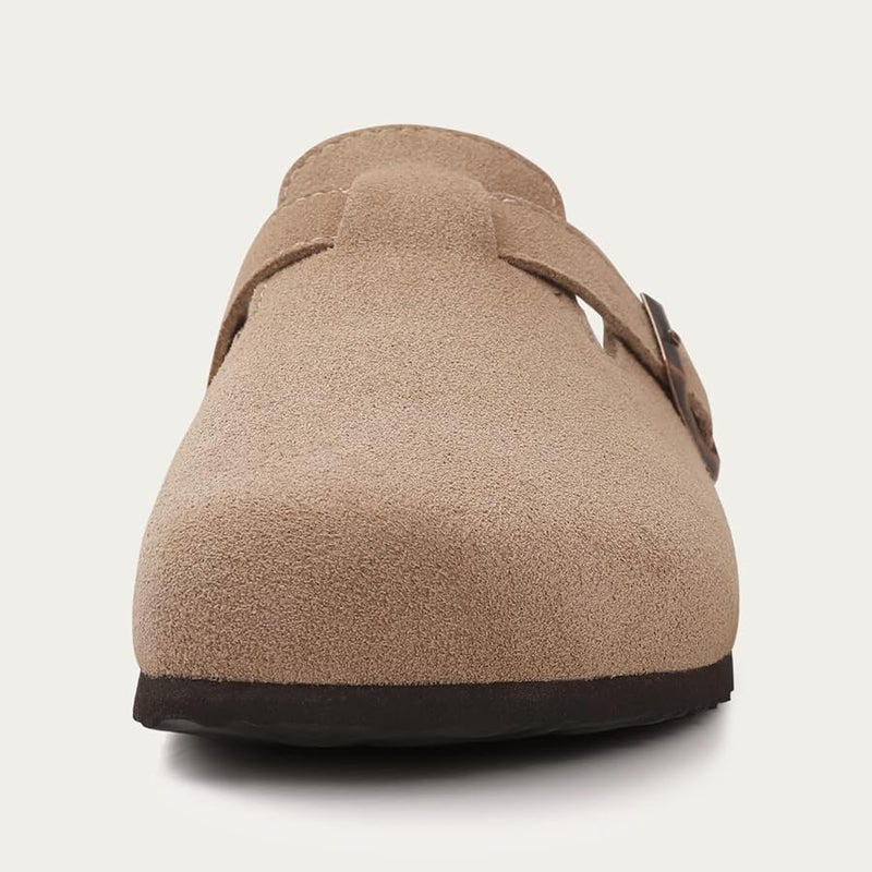 KIDMI Women‘s Suede Clogs Leather Mules Cork Footbed Sandals Potato Shoes with Arch Support - Image 4