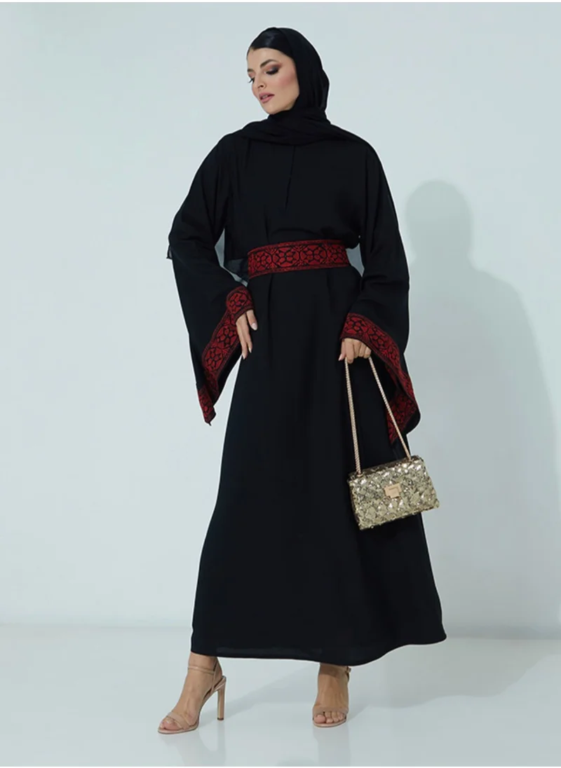Rosette Abaya Abaya with Embroidery Red Palestine
