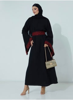 Rosette Abaya Abaya with Embroidery Red Palestine  - Image 1