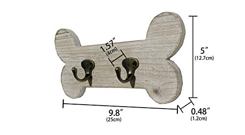 dwellington Vintage Style Dog Bone Hook Wall Mounted Coat Rack Rustic Wall Hanging Leash Holder - Image 3