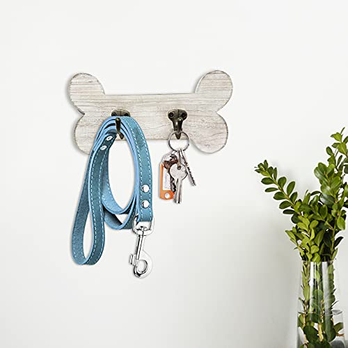 dwellington Vintage Style Dog Bone Hook Wall Mounted Coat Rack Rustic Wall Hanging Leash Holder - Image 5