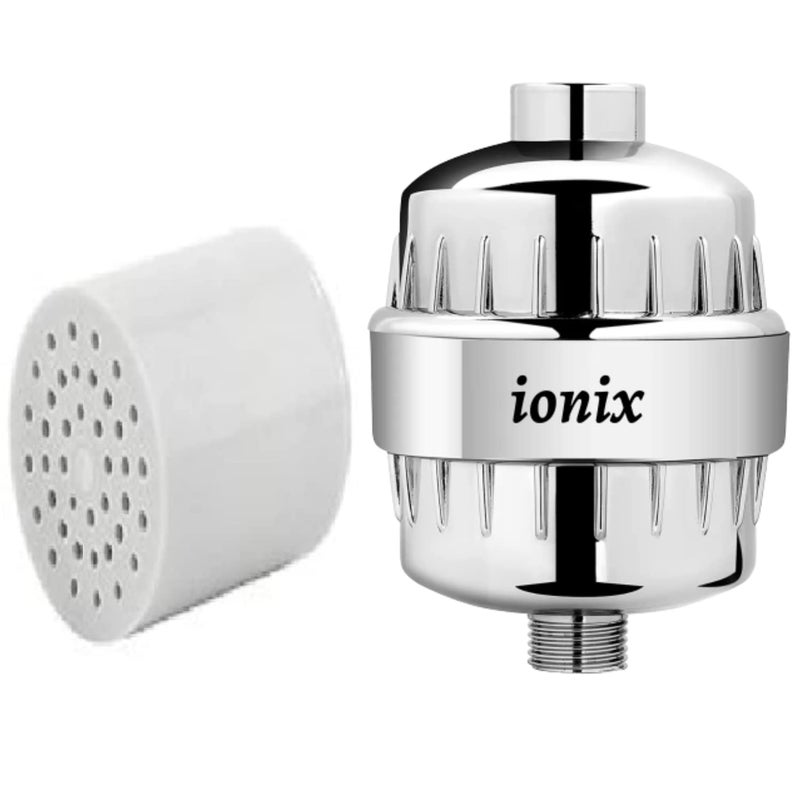 IONIX فلتر الصنبور | ضمان لمدة سنة | جهاز تنقية المياه للحمام، جهاز تنقية المياه، فلتر صنبور المياه، جهاز تنقية المياه العسرة، فلتر الدش للمياه العسرة، فلتر الصنبور للحمام (كروم، عبوة من 1) - Image 3