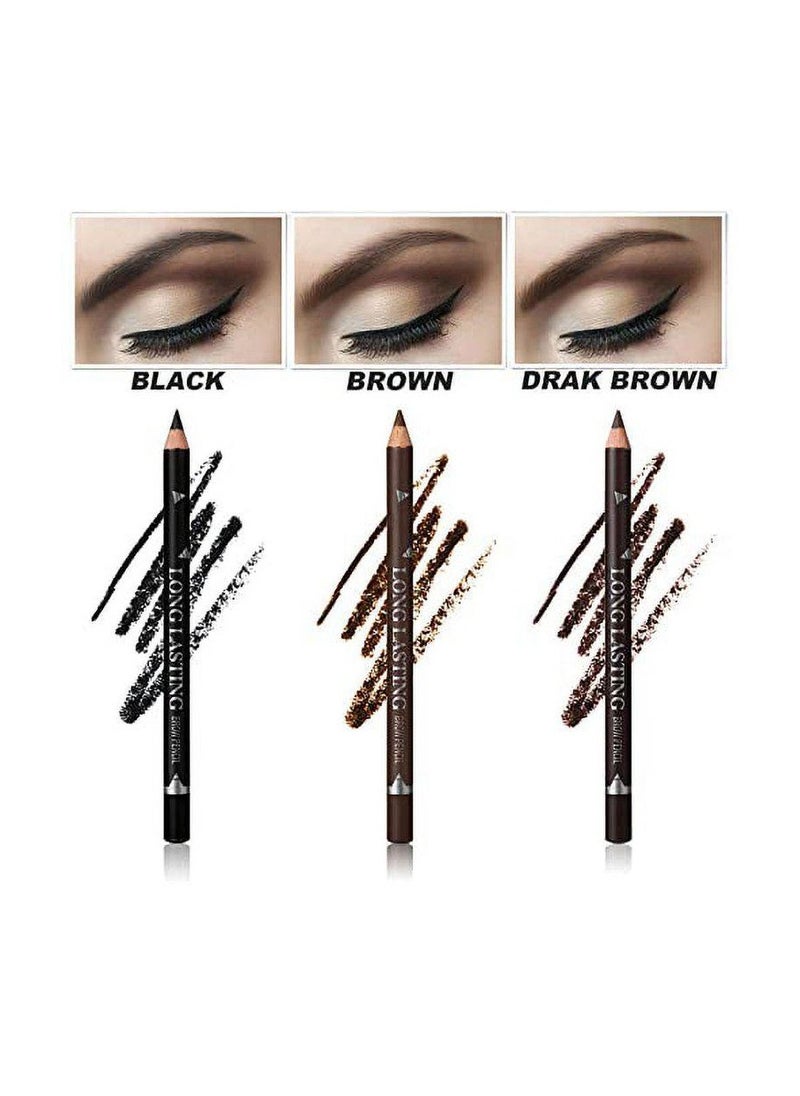 Mn - 12 Pieces Eyebrow Pencil Waterproof And Sweat Proof Multifunctional  Set 03 Brown - Image 1