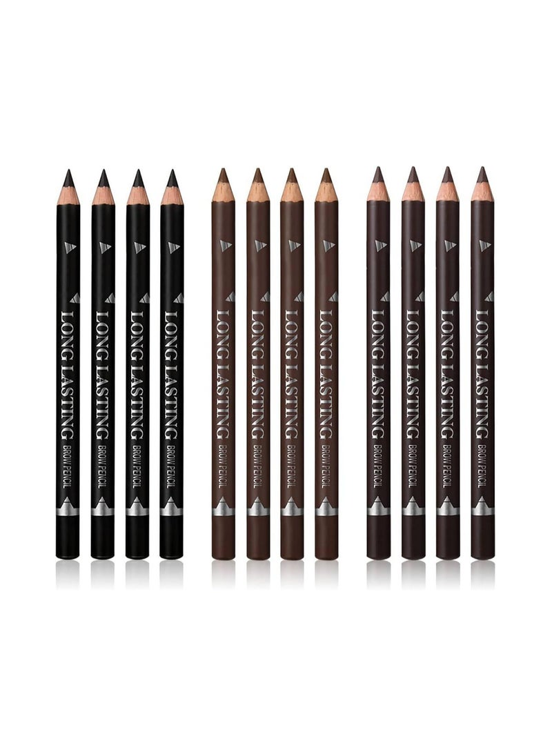 Mn - 12 Pieces Eyebrow Pencil Waterproof And Sweat Proof Multifunctional  Set 03 Brown - Image 1