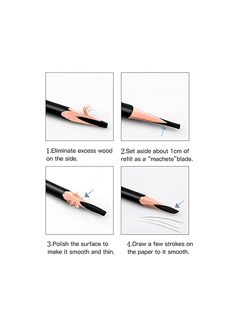 Mn - 12 Pieces Eyebrow Pencil Waterproof And Sweat Proof Multifunctional  Set 03 Brown - Image 1