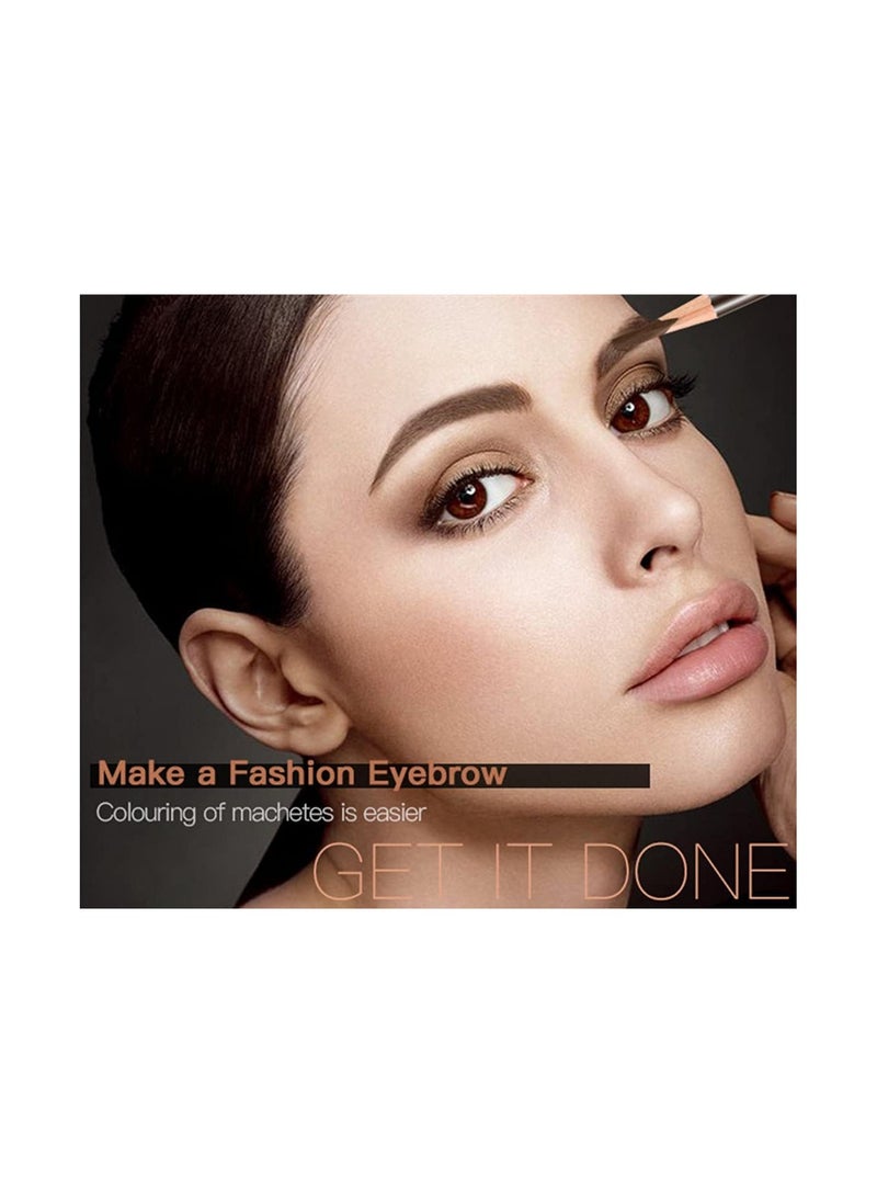 Mn - 12 Pieces Eyebrow Pencil Waterproof And Sweat Proof Multifunctional  Set 03 Brown - Image 1
