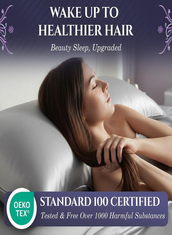 DECOLURE 100% Pure Mulberry Silk Pillow Case Standard Size - Highest Grade 30 Momme 6A+, Luxuriously Soft & Cooling Silk Pillowcase for Hair & Skin, Hypoallergenic, Breathable, Hidden Zipper (Silver) - Image 3