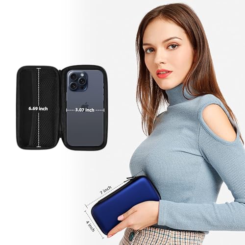 iMangoo Travel Essential Electronics Organizer Pouch Charger Case, Shockproof Dual Zipper Power Bank Cables Tech Accessories Purse, Men & Women Travel Must Have Storage Bag, 6.5x3.2x1 inch Blue - Image 3