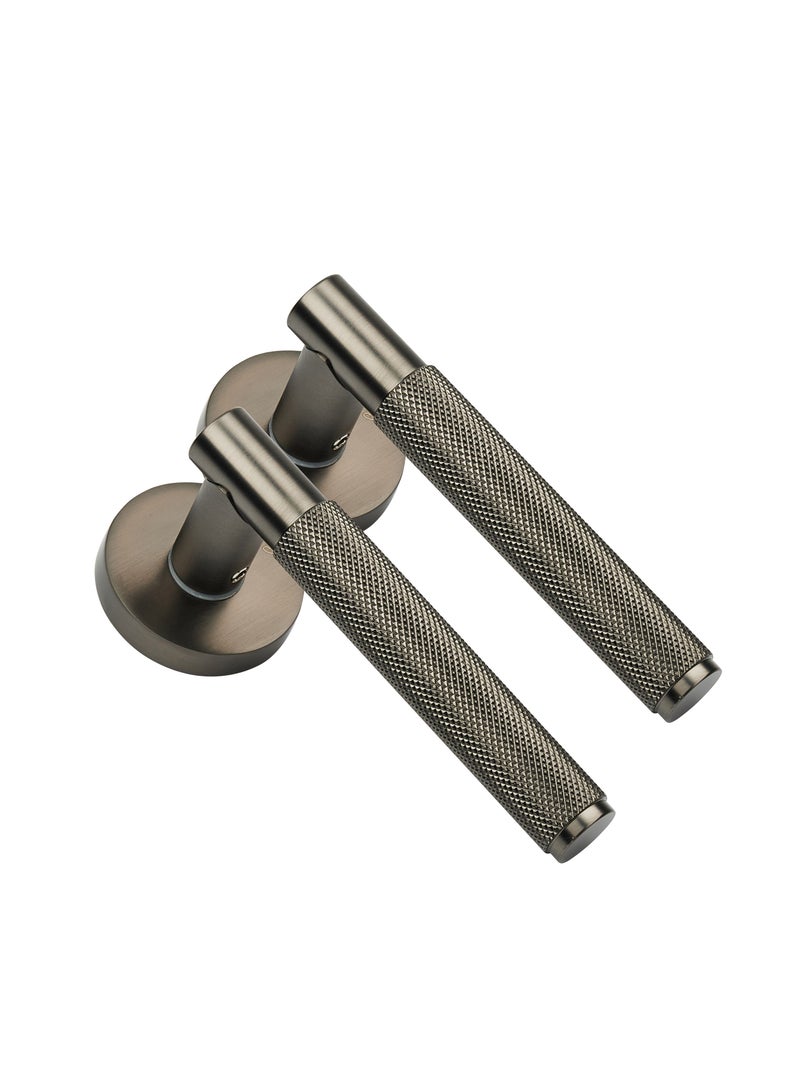CINCINNO Levitas Premium Anti-Rust Aluminum Door Handle Pair With 28.8x15mm Cylinder Plate, Fits 58x50 Lock Body, Salt Spray Tested, 2-Year Color & 5-Year Mechanical Warranty (Gun Metal Grey)  - Image 1