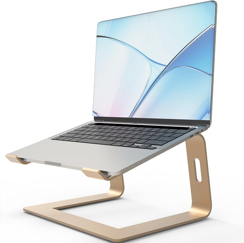 Orionstar حامل كمبيوتر محمول من الألومنيوم، متوافق مع أجهزة Apple Mac MacBook Air Pro من 10 إلى 15.6 بوصة، حامل مريح (ذهبي) - Image 1