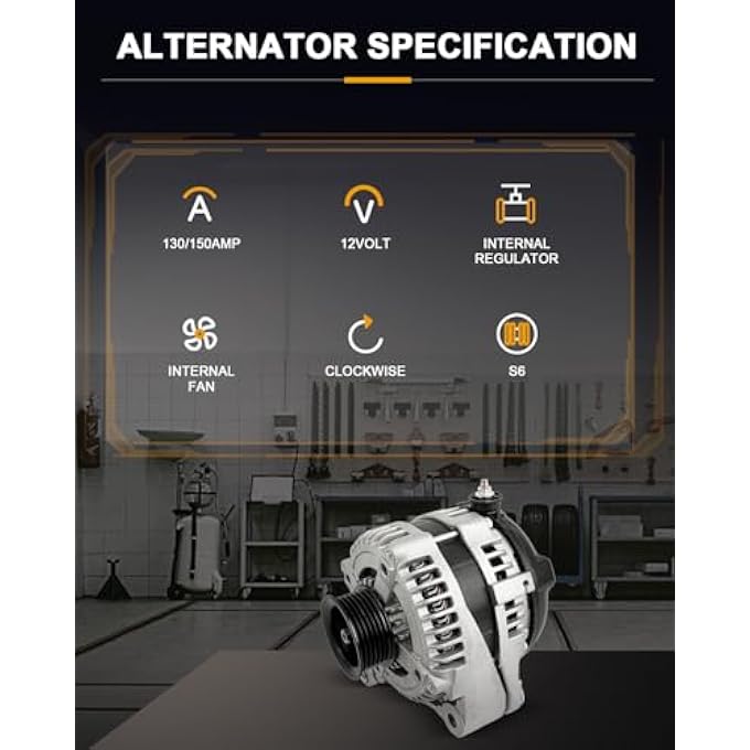 ROADFAR Alternator Compatible 2003-2009 for Lexus GX470 Base 4.7L,2006-2007 for Lexus LX470 Base 4.7L,2003-2009 for Toyota for 4Runner Limited/Sport/SR5 4.7L, OE 104210-3390 - Image 3