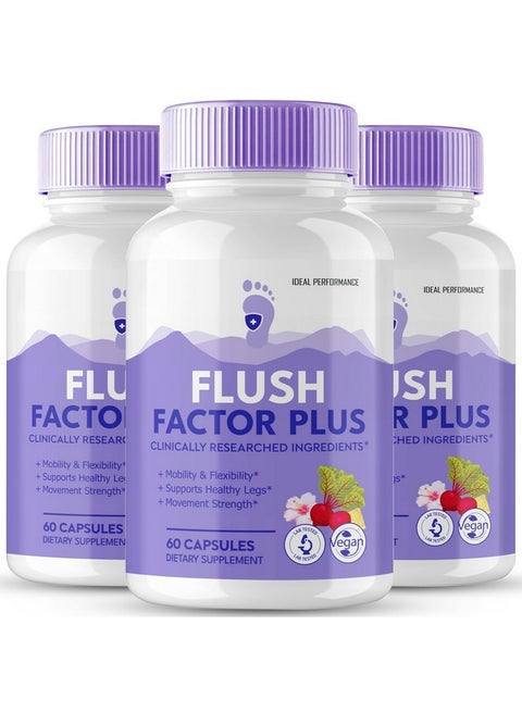 Flush Factor Plus Capsules, FlushFactor Plus Supplement Pills, Flush FactorPlus Maximum Strength, Flexibility & Healthy Legs, FlushFactorPlus Advanced Formula, Flush Factor Plus Reviews (3 Pack)