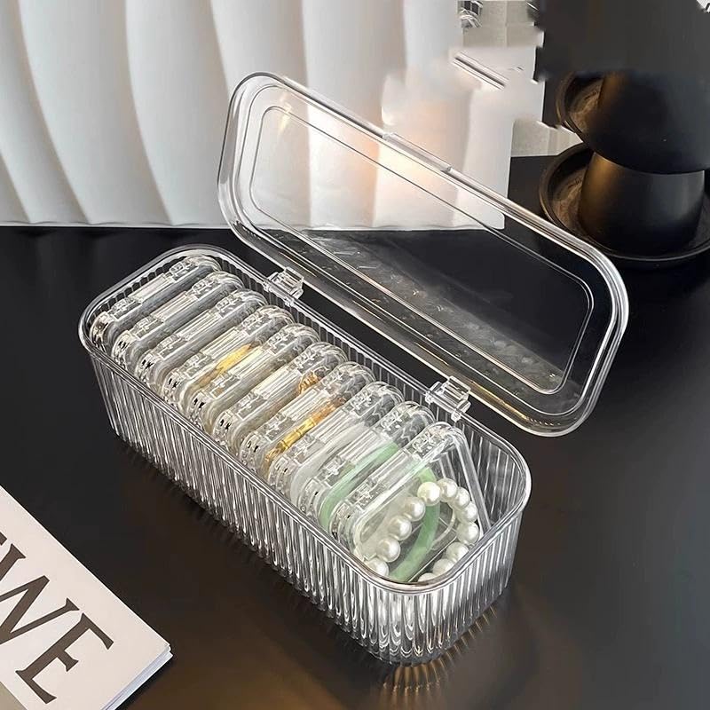 SAJANI Acrylic Jewelry Organizer Box Set, Portable Storage Boxes With Anti-Oxidation For Earrings, Bracelete, Rings, Necklace, Watch, Transparent Jewelry Case For Women & Girls (Jewelry Case) - Image 1