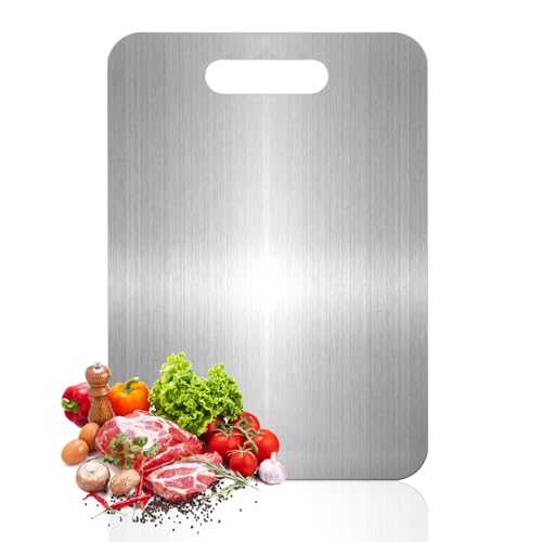 Gnodry Titanium Cutting Board - 100% Pure Titanium Cutting Boards for Kitchen, Food Grade 304 Stainless Steel Cutting Board Set for Meat Fruit & Vegetable (15.4 * 11Inch) - Image 1
