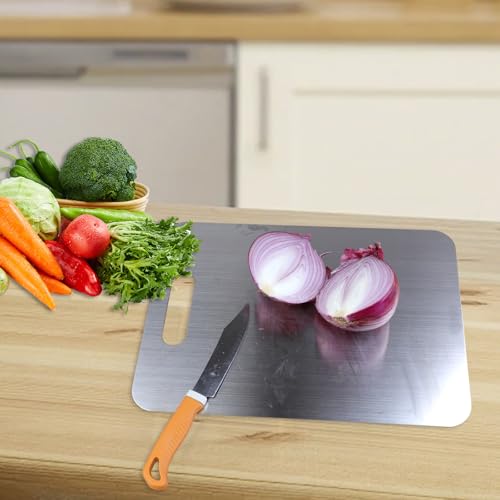 Gnodry Titanium Cutting Board - 100% Pure Titanium Cutting Boards for Kitchen, Food Grade 304 Stainless Steel Cutting Board Set for Meat Fruit & Vegetable (15.4 * 11Inch) - Image 3