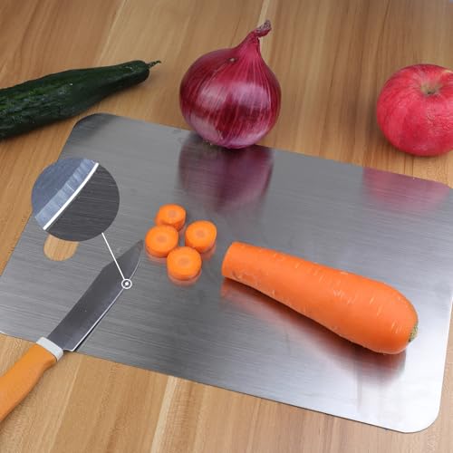 Gnodry Titanium Cutting Board - 100% Pure Titanium Cutting Boards for Kitchen, Food Grade 304 Stainless Steel Cutting Board Set for Meat Fruit & Vegetable (15.4 * 11Inch) - Image 5