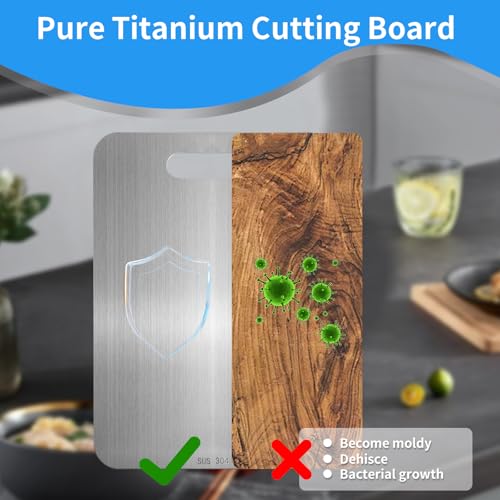 Gnodry Titanium Cutting Board - 100% Pure Titanium Cutting Boards for Kitchen, Food Grade 304 Stainless Steel Cutting Board Set for Meat Fruit & Vegetable (15.4 * 11Inch) - Image 4