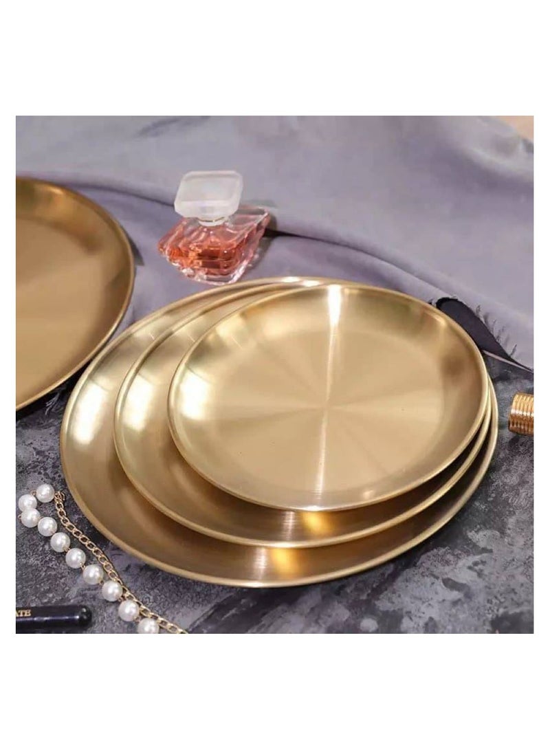 Plates set consisting of 4 golden stainless steel round plates, size 26 cm - Image 4