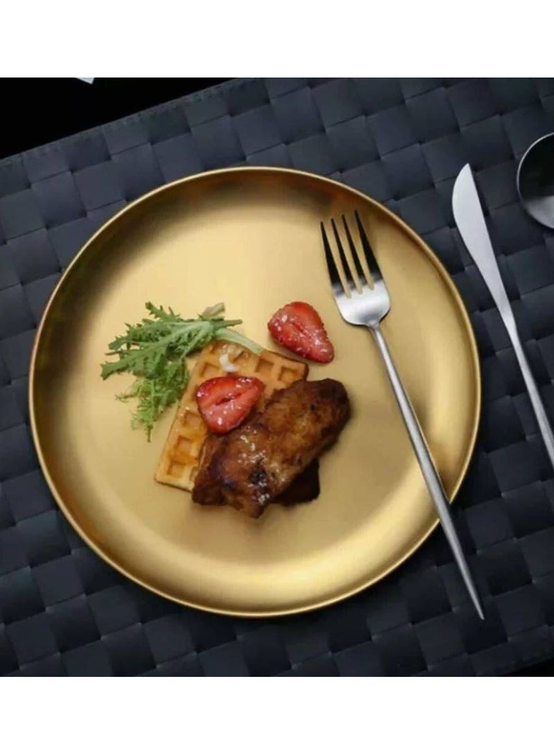 Plates set consisting of 4 golden stainless steel round plates, size 26 cm - Image 3