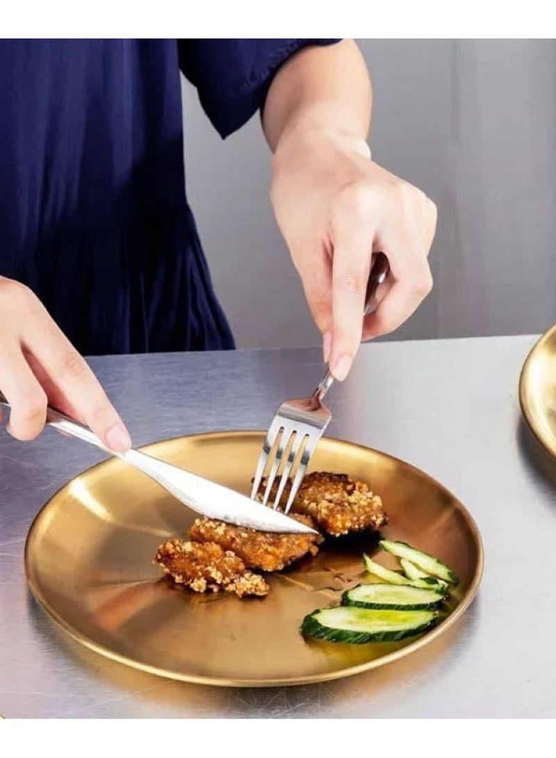 Plates set consisting of 4 golden stainless steel round plates, size 26 cm - Image 2