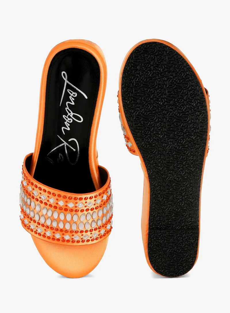 London Rag orange Diamante & Rhinestone Detail Flatform Sandals in Orange for Women | Best Price UAE