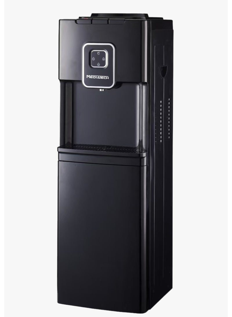 ميدياتيك مبرد مياه بتحميل علوي من ميدياتك مزود بكابينة تخزين، يوفر المياه الباردة ، العادية و الساخنة . اللون اسود MT-2533C - Image 1