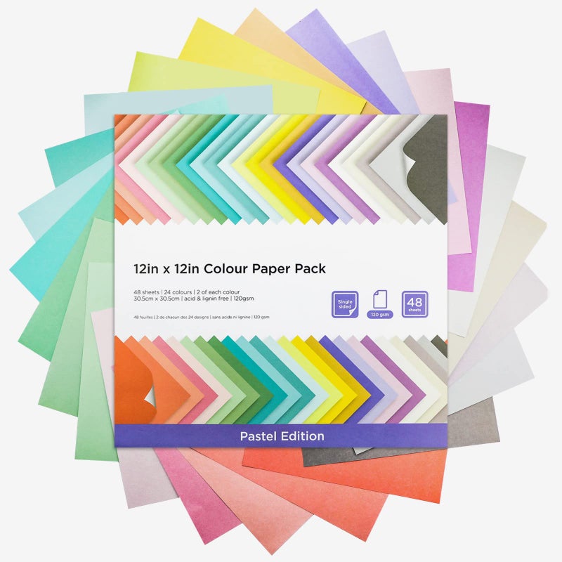 Livholic 48 Sheets Pastel Color Scrapbook Paper 12x12 Inch 24 Assorted Colored Card stock 120 gsm 32 lb Rainbow Paper for Cardmaking, Assorted Color Shading Projects,Origami,Classroom Crafts - Image 1