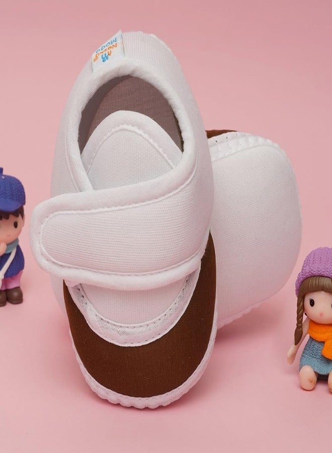 Neska Moda 6 To 12 Months Baby Boys & Baby Girls Cute Soft Cotton Pre-Walker Sports Booties (Brown)-BT4706 - Image 2