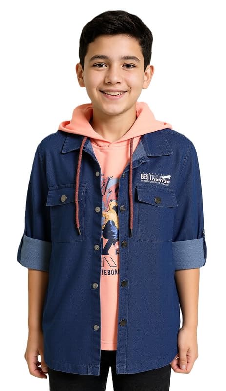 CAVIO Boys Denim Full Sleeves Shirt and T-Shirt - Image 1