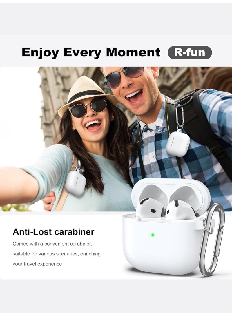 AirPods 4th Generation Enhanced Protection Case, Soft Silicone Cover with Keychain, Full Protective Case Unisex, Compatible with Latest Apple AirPods 4 — White - Image 5