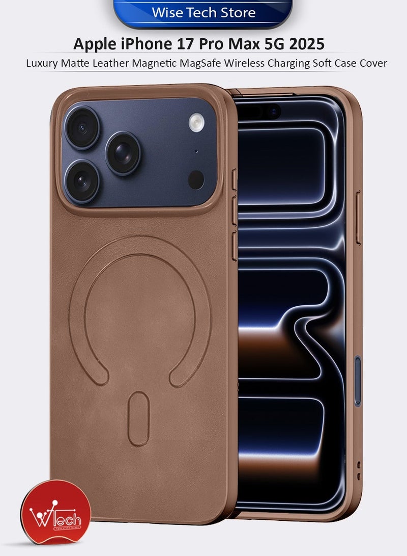 Wtech Apple iPhone 17 Pro Max 5G 2025 Luxury Matte Leather Magnetic MagSafe Wireless Charging Soft Case Cover (MCMPMN) - Brown & Apple iPhone 17 Pro Max 5G 2025 WTech Premium Series Curved Edges 9H 2.5D Tempered Glass Screen Protector (MSG9CN) - Clear Bundle - Image 2