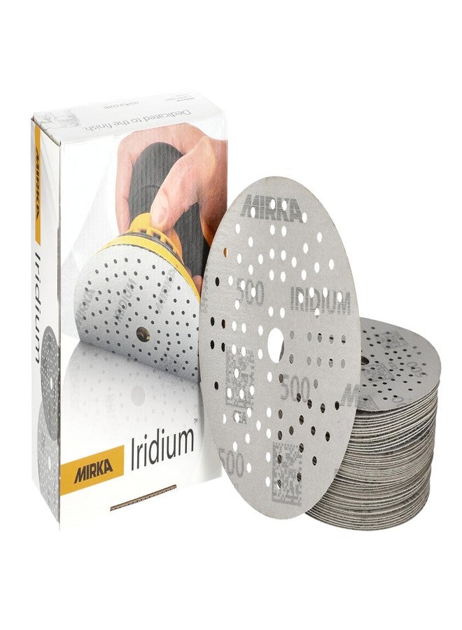Mirka Iridium 5-Inch Sandpaper, 500 Grit - 50-Pack Hook & Loop Discs for Automotive, Wood, Wall & Body Sanding - Premium Car Sanding Paper - Image 1