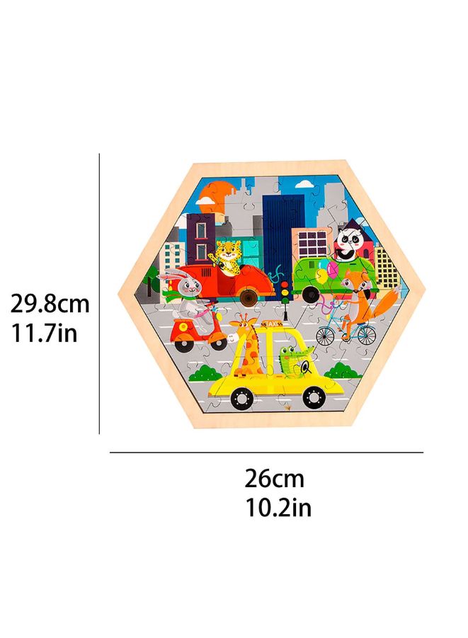 Large Piece Puzzles for Kids Children Wooden Puzzle 50 Pieces Educational Cartoon Puzzle Game Kids Toys Transportation - Image 2