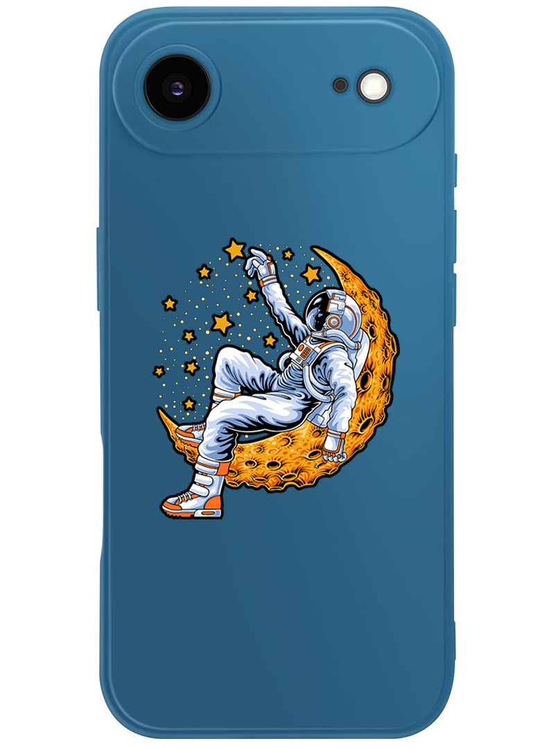 Theodor Protective Slim Fit Case Liquid Silicone Cover with Full Body Protection Anti-Scratch Shockproof Case For Apple iPhone 17 Air (Blue) Astronaut lying on moon - Image 1