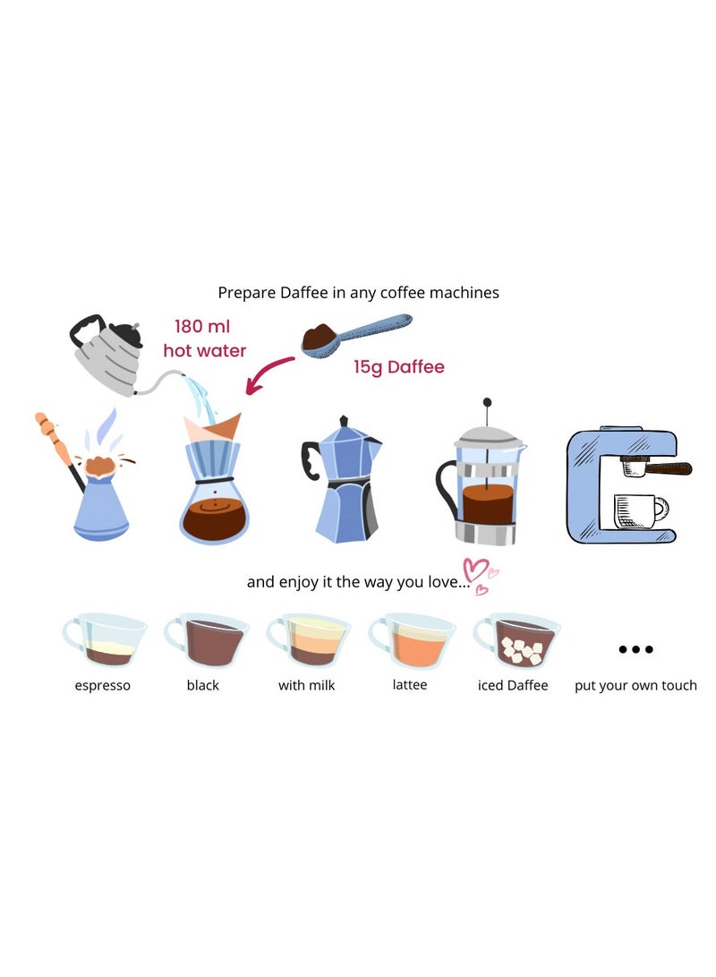 Daffee Decaf Coffee Alternative Made from Organic Date Beans with Natural Cinnamon -125g  - Image 5