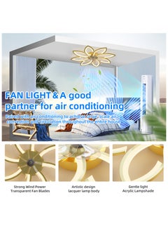 Ganeed Ganeed Gold Ceiling Fans with Light Modern Ceiling Fan Light Flush Mount LED Ceiling Fan Lighting Fixture for Kitchen Living Room  - Image 4