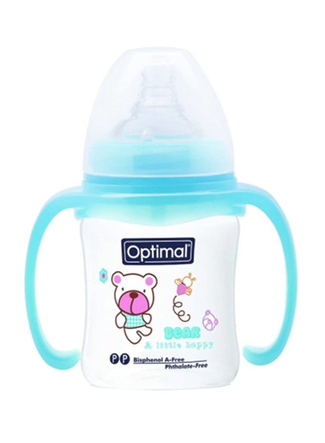 Optimal Wide Neck Feeding Bottle With Handle 180 ML, Blue